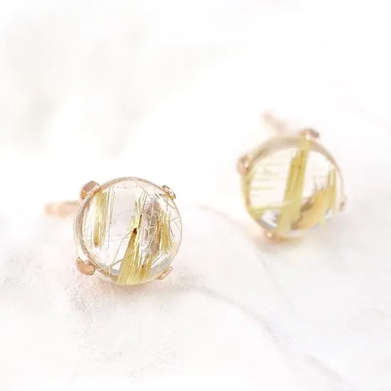K18PG ルチルクォーツ 約4mm ピアス